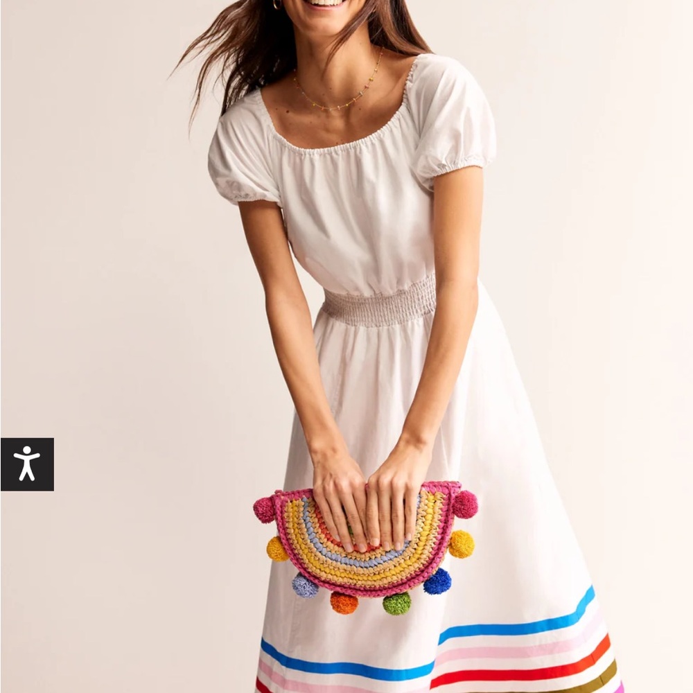 Boden White Puff Sleeve Midi Sundress